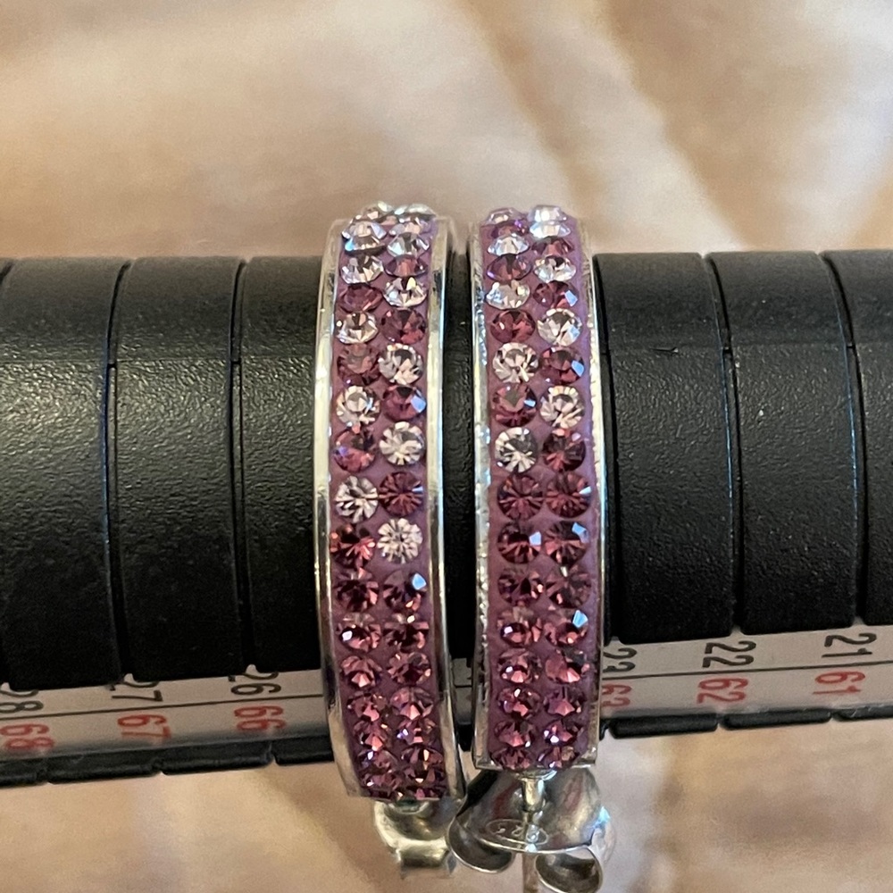 Sparkly gradient crystal hoops